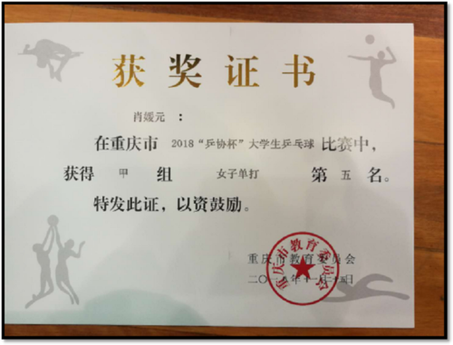 1.单打比赛奖项: