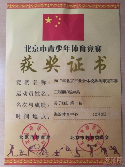 乒乓球国家证书