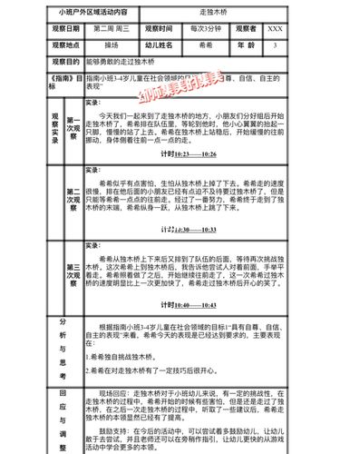 幼儿园高尔夫游戏观察记录