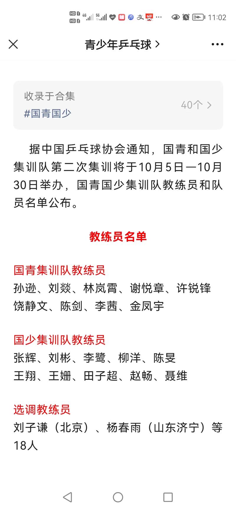 集训名单乒乓球怎么写